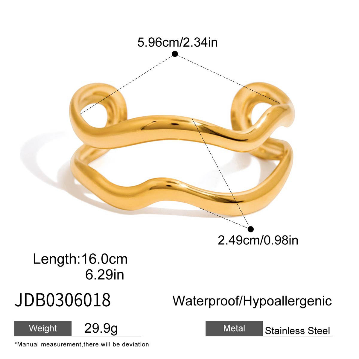 Minimalist 18K Gold Stainless Steel Glossy Line Double-layer Bracelet