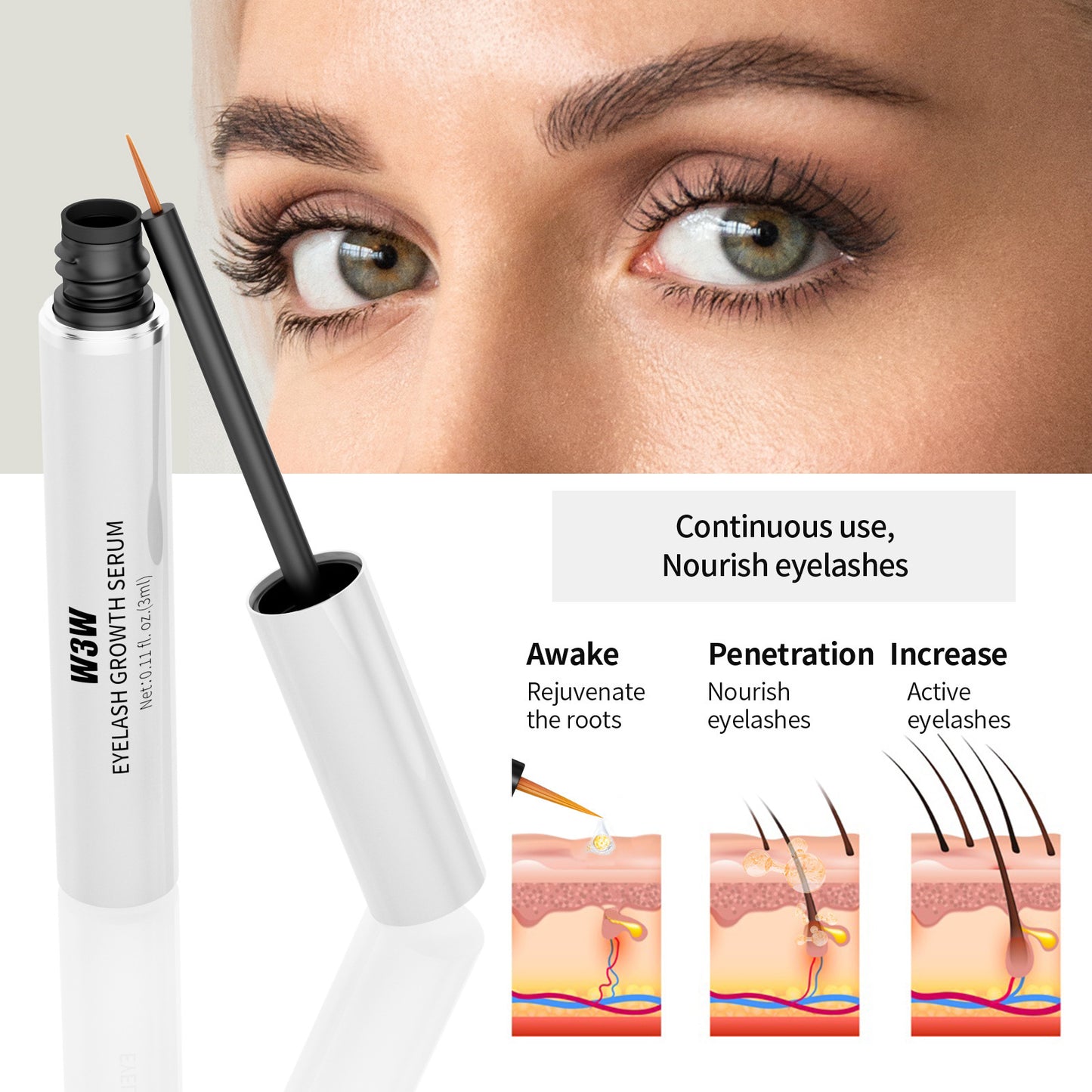EyeLash Growth Serum Advanced Formula To Boost Longer, Fuller & Thicker Eyelashes. 3mL Tube