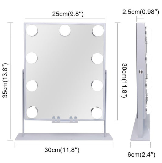 Vanity Makeup Mirror Wireless Charge Bluetooth Speaker Adjustable Light 9 LED 360 Degree Rotation